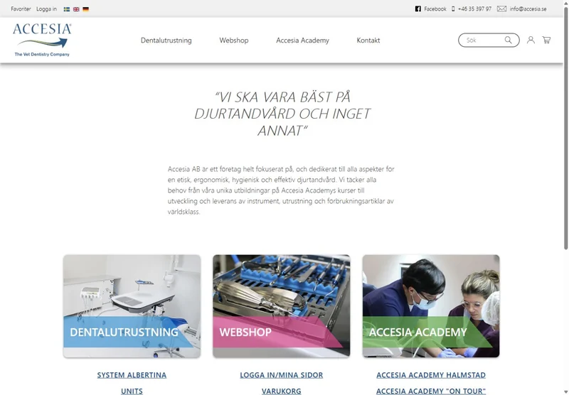 Screenshot of the Accesia website