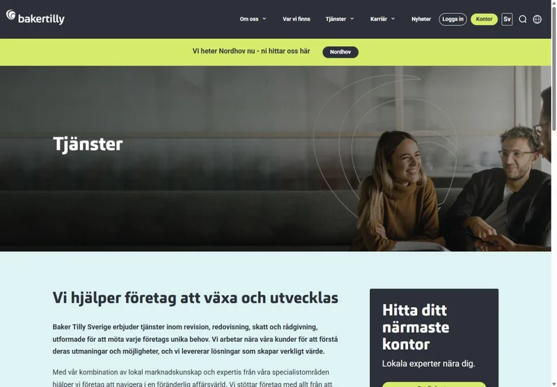 Baker Tilly — The services overview on the live website.