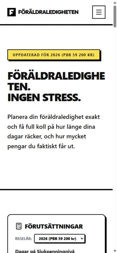 Föräldraledigheten — mobile homepage