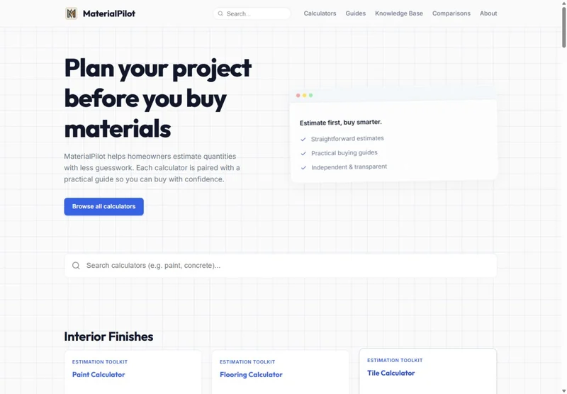 Screenshot of the MaterialPilot website
