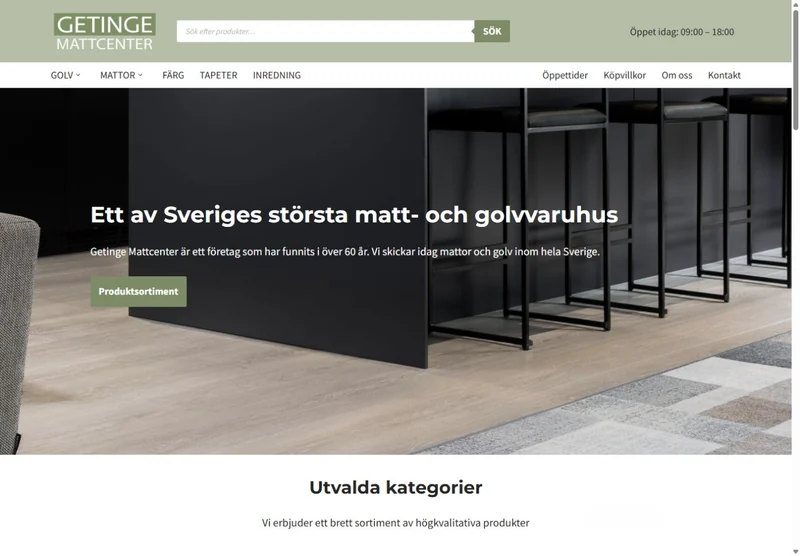 Screenshot of the Getinge Mattcenter website